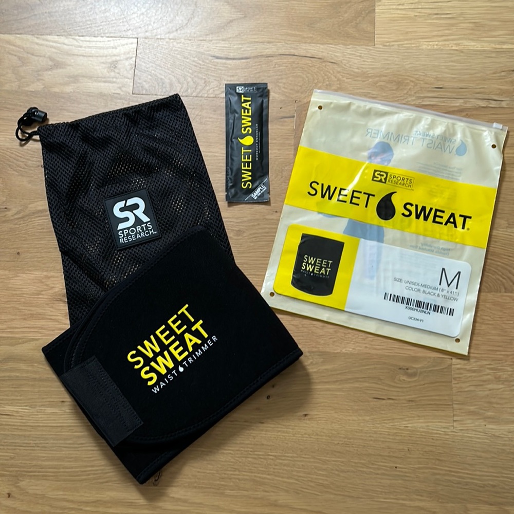 Sweet sweat waist trimmer NIP w mesh bag and sample